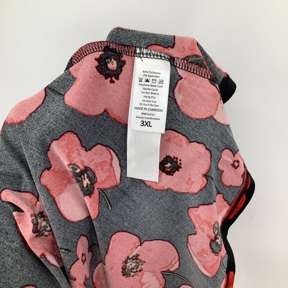 LuLaRoe Black Floral High-Low Skirt 3XL Polyester/Spandex Beautiful Red Poppy - Picture 5 of 6